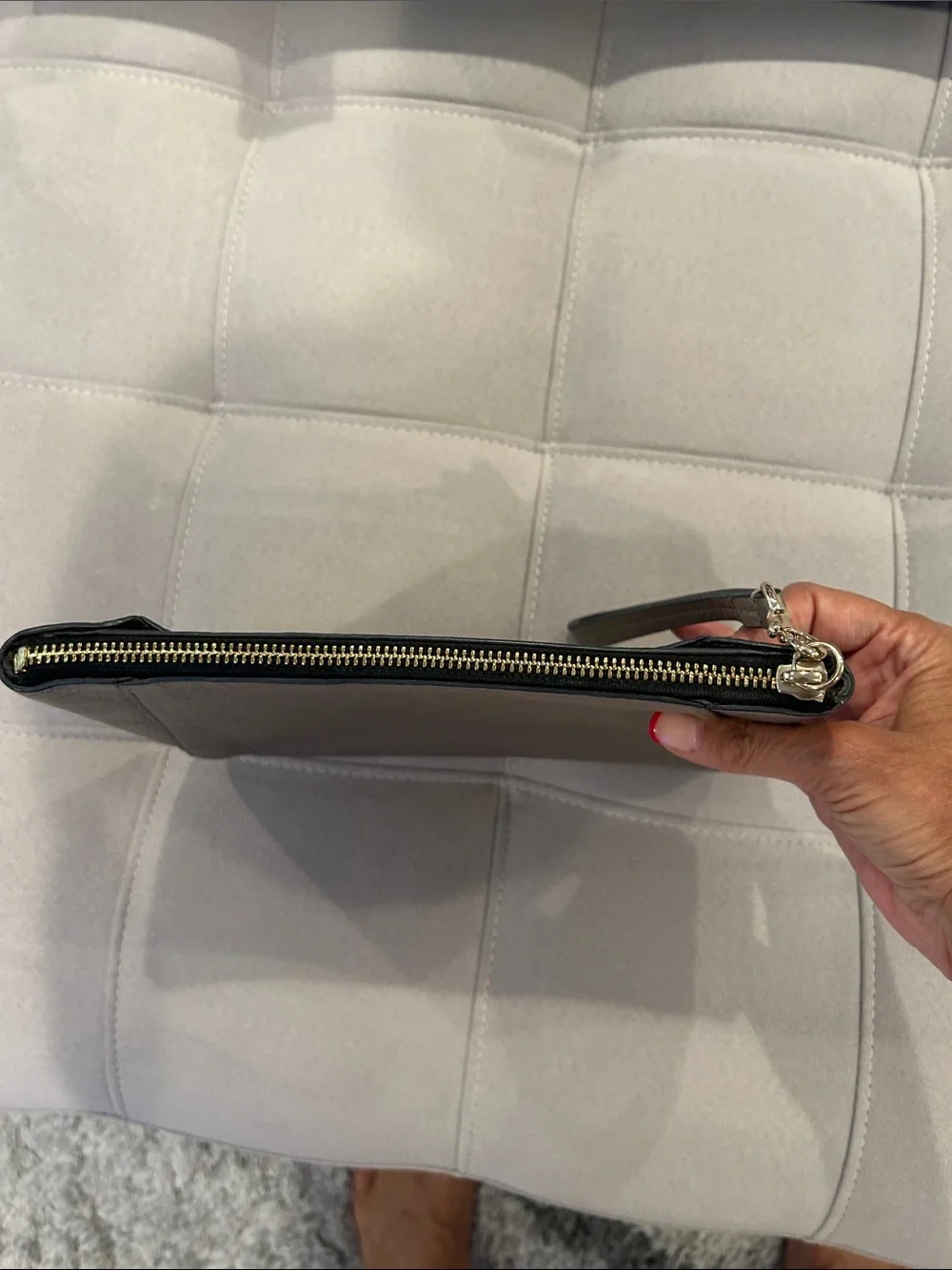 Coach Metallic Silver Leather Wristlet Clutch
